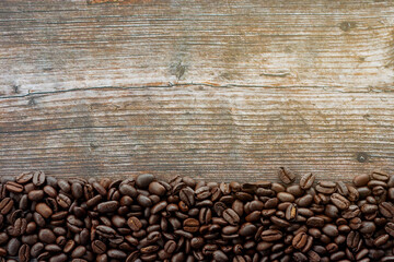 coffee beans on burlap background