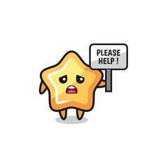 cute star hold the please help banner