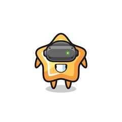 cute star using VR headset