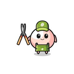cute meatbun as gardener mascot