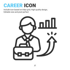 Career icon vector with outline style isolated on white background. Vector illustration record of service sign symbol icon concept for business, finance, industry, company, apps, web and project