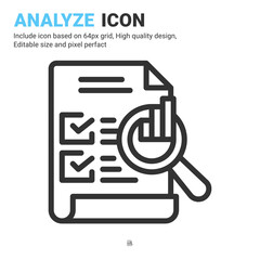 Analyze icon vector with outline style isolated on white background. Vector illustration analytic, report sign symbol icon concept for business, finance, industry, company, apps, web and project