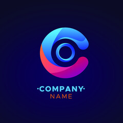colorful C Letter logo, abstract colorful illustration