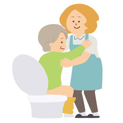 排泄介助のイラスト