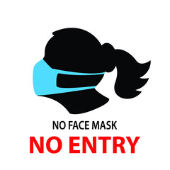 Warning sign No entry without face mask. mask required sign,vector illustration.