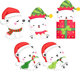 a vector of a polar bear in a Christmas theme
