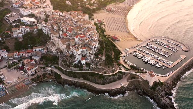 Aerial view of Sperlonga, a village on the sea in Latin