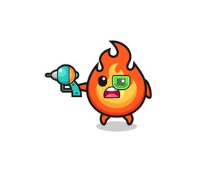 cute fire holding a future gun