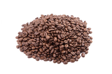 Roasted coffee beans isolated on white