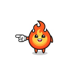 fire cartoon with pointing left gesture