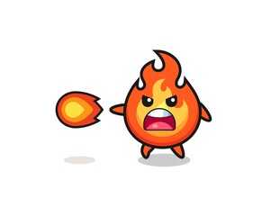 cute fire mascot is shooting fire power