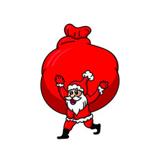 cute santa claus cartoon. santa claus cartoon brings great gifts on christmas day. cute santa claus vector christmas day sign