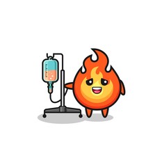 Fototapeta premium cute fire character standing with infusion pole