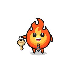 cute fire as a real estate agent mascot