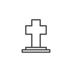 Obraz premium Tombstone cross line icon