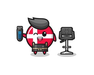 denmark flag barbershop is holding a trimer
