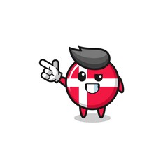 denmark flag mascot pointing top left