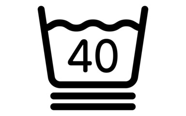 洗濯表示アイコン　40℃限度、洗濯機で非常に弱い処理