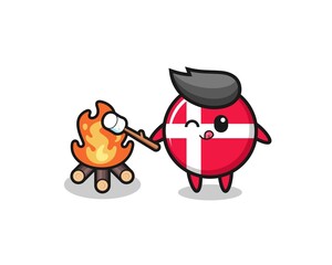 denmark flag character is burning marshmallow