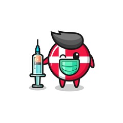 denmark flag mascot as vaccinator