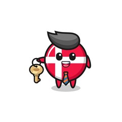 cute denmark flag as a real estate agent mascot