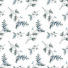 Watercolor leaves seamless pattern. Watercolor fabric. Repeat leaves. Use for design invitations, birthdays, weddings