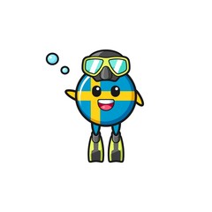 the sweden flag diver cartoon character