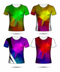  t-shirt templates abstract geometric collection of different colors polygonal mosaic