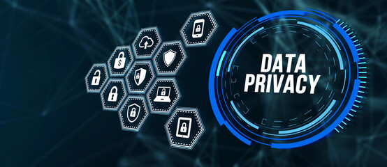 Internet, business, Technology and network concept. Cyber security data protection business technology privacy concept. 3d illustration