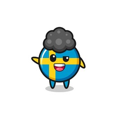 sweden flag character as the afro boy
