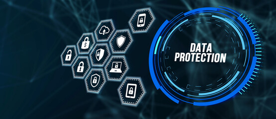 Internet, business, Technology and network concept. Cyber security data protection business technology privacy concept. 3d illustration