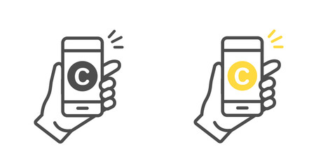 スマートフォンでキャッシュレス決済（コイン）　イメージイラスト