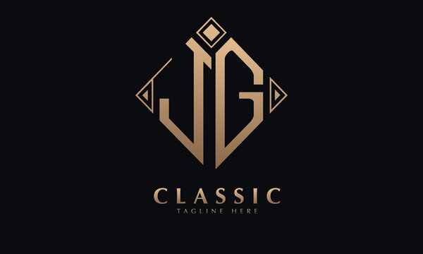 Alphabet JG or GJ diamond illustration monogram vector logo template