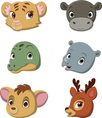 Cartoon funny head animal collection