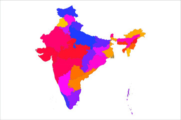 India New Color Vector Map illustration on white background