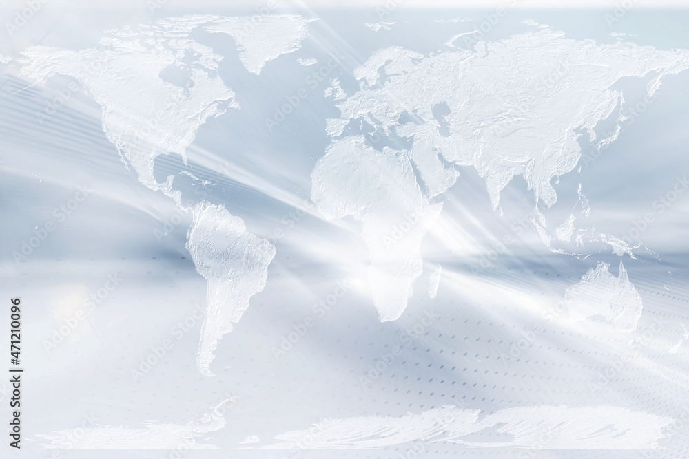 Poster light gray gradient abstract background effect light graphic blur with world map 3d illustration , u