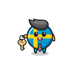 cute sweden flag as a real estate agent mascot