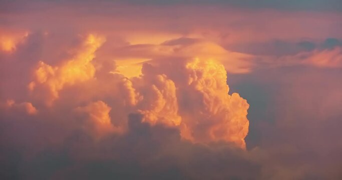Dreamy sunset clouds at dusk, sky sunset clouds real time video.
