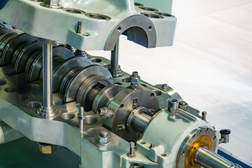 Turning and milling equipment. Equipment for turning work close-up. Massive metal equipment. Concept - machine for heavy industry. Production of metal parts. Sale of milling machine.