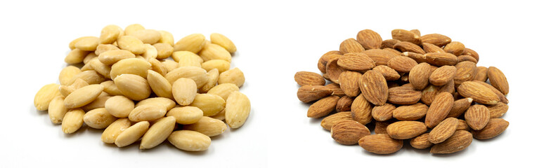 Fototapeta premium Almond kernel isolated on white background. Snack fresh nuts. close up