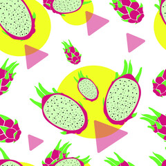 dragon fruit pitaya seamless pattern