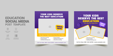 School education admission social media post & back to school web banner template