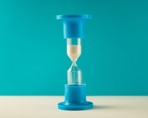 hourglass blue with white sand on a blue background