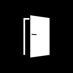  Open door icon isolated on dark background