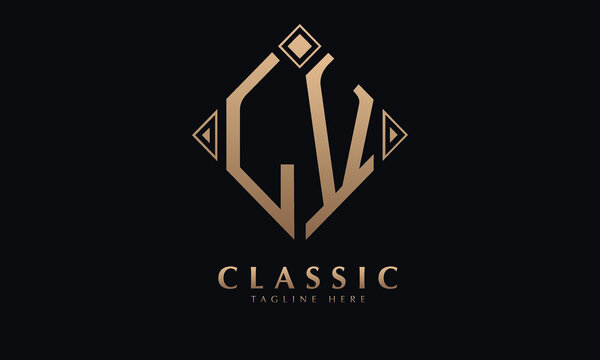 Alphabet LV or VL diamond illustration monogram vector logo template