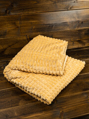 warm plaid light brown shaggy with stripes