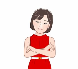 赤いドレスの女性