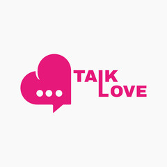 Talk love. Red heart and chat buble logo design