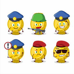 A dedicated Police officer of yellow candy wrap mascot design style