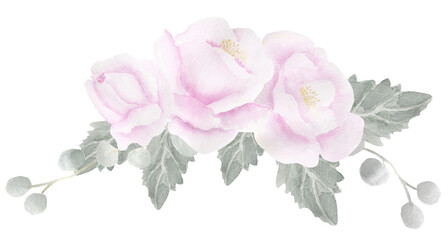Delicate pink rose. watercolor illustration for invitations, congratulations, design.
